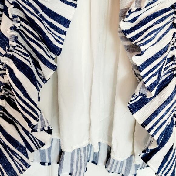 Lulus Cast Away Striped Blue and White Tassel Belted Skater Dress Women's Size M - Picture 9 of 12